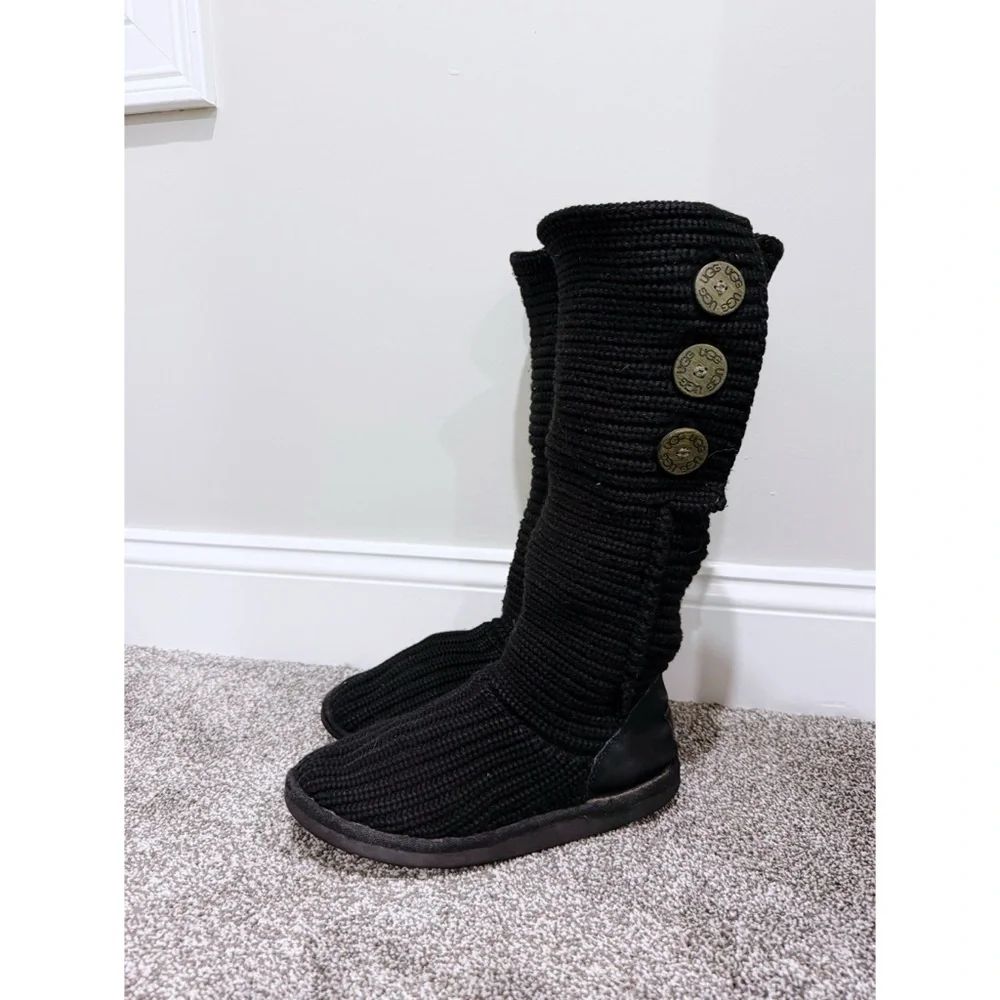 Ugg Classic Cardy Knit Tall Boots in Black